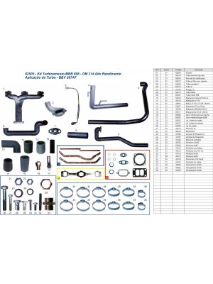 Kit Turbo Caminhão MBB 608D / 708 OM 314 Sem turbo Kit Turbo Caminhão MBB 608D / 708 OM 314 Sem turbo
